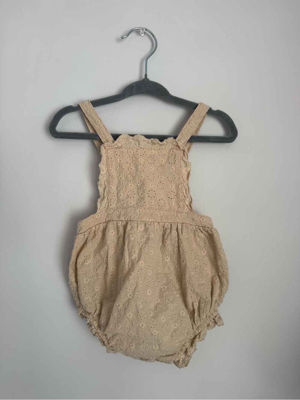 Zara Beige Eyelet Bubble Romper